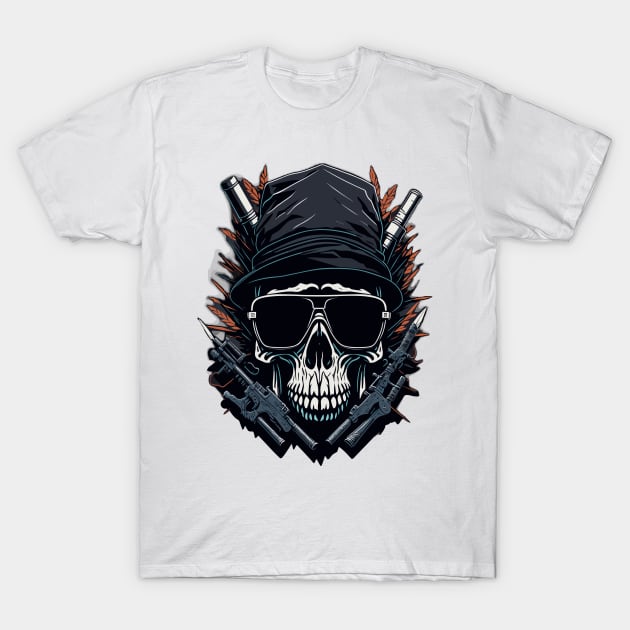 Skull with guns T-Shirt by Absent-clo